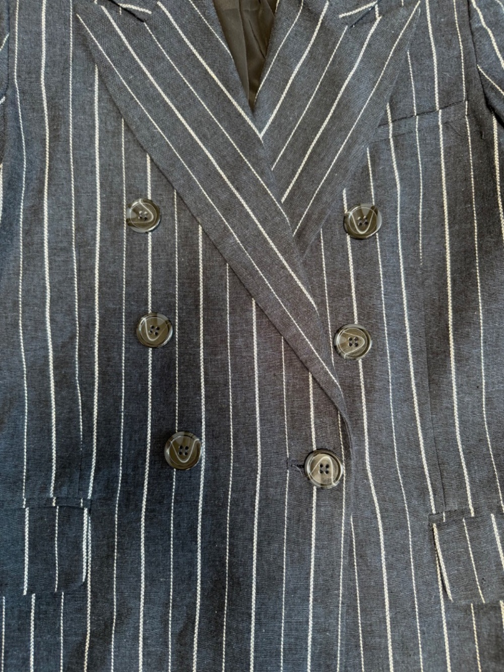 FREE PEOPLE Navy and White Pinstripe Ashby Blazer - Picture 7 of 10